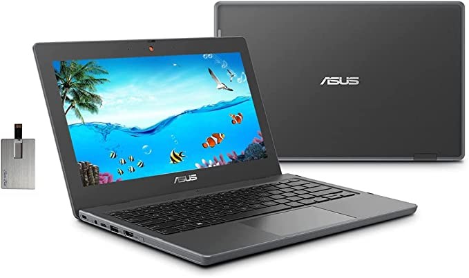 2022 *New Asus* Class Student Laptop, 11.6" HD Certified* Nursing Display, Intel Dual Core Processor, 4GB RAM, Ethernet Port, WiFi, Spill Proof Keyboard, USB Type-C, Windproof Windows 10 Pro